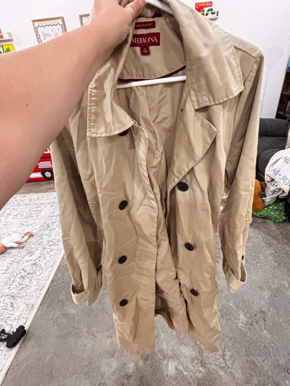 Merona Tan Double Breasted Trench Coat with Belt Size 2